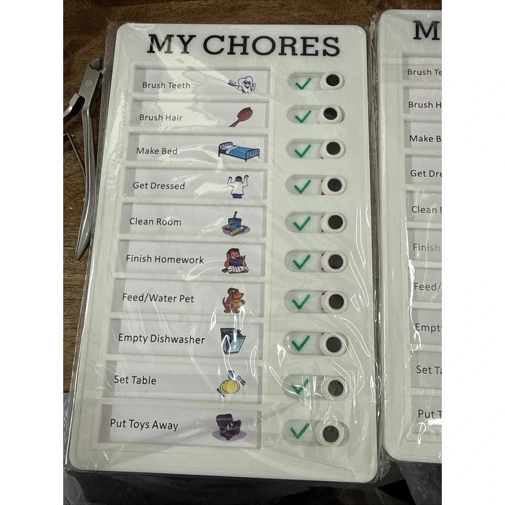 Daily Checklist Sliding Routine Chore Tracker‎ Chart for Kids Lot 2